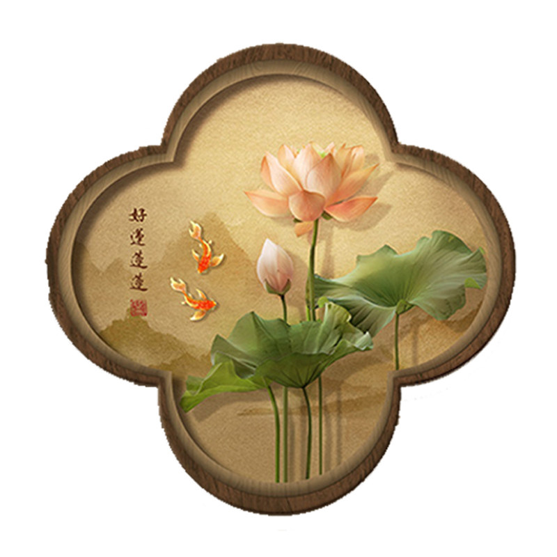 中古风玄关装饰画花卉工笔画