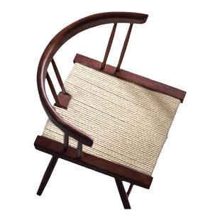 中古实木椅子家用绳编餐椅新中式茶椅书桌休闲复古原木餐桌凳靠背