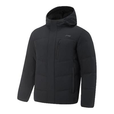 李宁男子保暖防泼水鸭绒短羽绒服