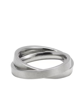 钛钢双环小众嘻哈七夕情侣戒指