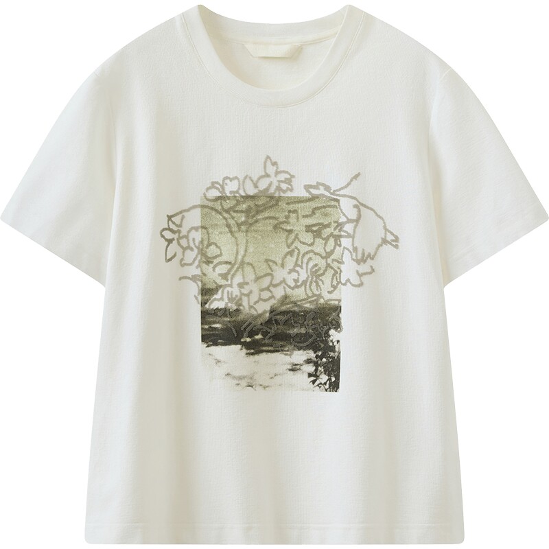【商场同款】播26夏新品麻感索罗娜短袖圆领宽松T恤BDT2YD1740