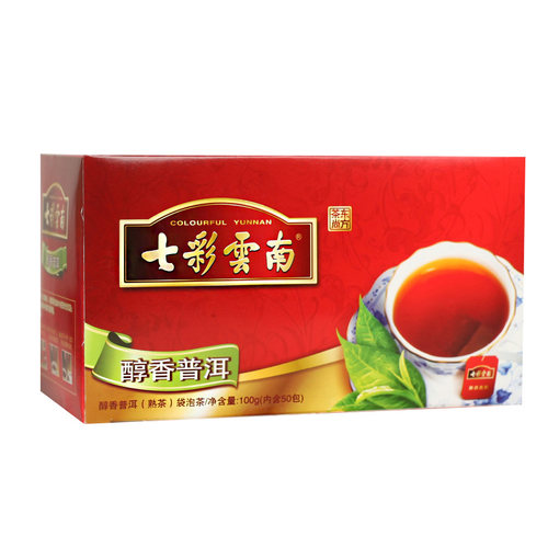 七彩云南普洱茶醇香普洱茶袋泡茶2g*50袋共100g醇香浓郁普洱熟茶