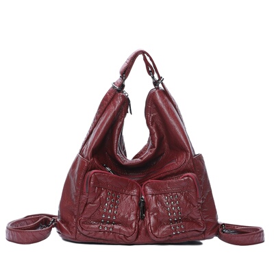 旅行通勤女背包棉柳钉三用包