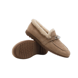 OZZEG2025新款kelly扣舒适保暖豆豆鞋女羊皮毛一体乐福单鞋25D26