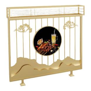 餐厅隔断工业风装饰屏风饭店卡座格栅栏烧烤店金色铁艺实木矮围栏