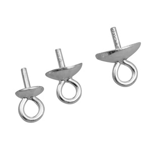 S925吊坠空托珍珠吊坠头纯银项链配件圆珠子银饰托链接坠拖耳环托