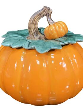 南瓜苹果柿子摆件创意家居中式装饰品客厅茶几陶瓷储物罐乔迁送礼