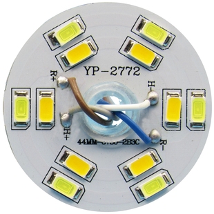 led 双色灯珠三色分段灯板圆形光源5730贴片3.5.6w灯管改装水晶灯