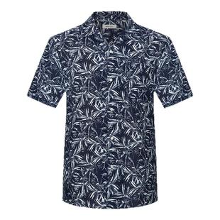 WANTSUIT休闲印花亚麻短袖花衬衫男友海边莱赛尔秋冬高端人夫感