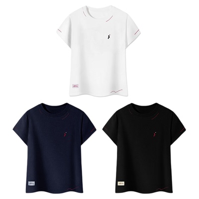 PSO Brand女装老钱风弹力可爱刺绣小狗短袖T恤半袖修身上衣夏潮