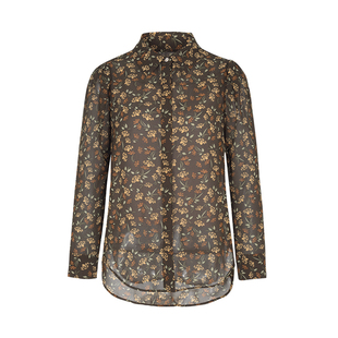 郁香菲碎花衬衫女优雅通勤秋季时尚翻领单排扣长袖印花雪纺上衣