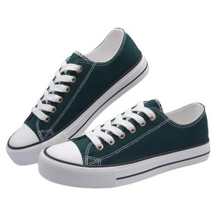 2025新款大码女帆布鞋墨绿色舒适低帮流行时尚欧美新款板鞋球鞋