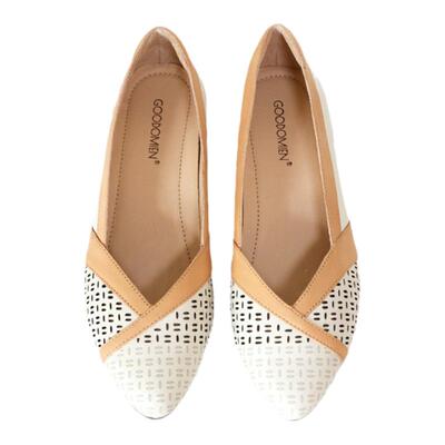 歌迈小跟镂空牛皮尖头单鞋夏季