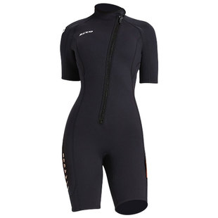 ZCCO 短款湿衣短裤女士短袖潜水服男游泳连体正面拉链大码胶衣3mm