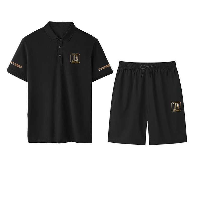 男士polo衫套装夏季2026新款休闲翻领短袖短裤冰丝t恤运动两件套