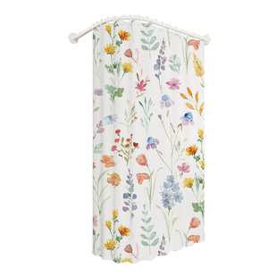 304不锈钢弧形浴帘免打孔卫生间L形浴帘杆半圆浴室防水防霉隔断帘