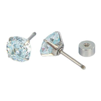 Ab | 蓝玫瑰 | 超闪玫瑰切锆石钛钢耳钉睡觉免摘耳饰品小众耳骨钉