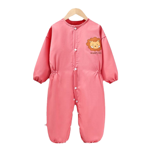 宝宝防水罩衣连体衣婴儿爬爬服防脏男女爬行服爬爬衣婴幼儿学爬服