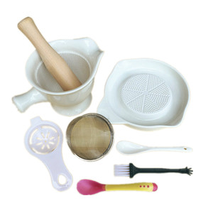 陶瓷宝宝辅食工具婴儿研磨器手动食物磨泥水果泥机研磨碗盘包邮