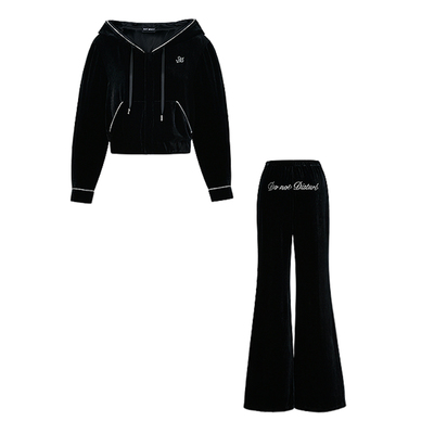 SILKYMIRACLE女丝绒水晶帽衫