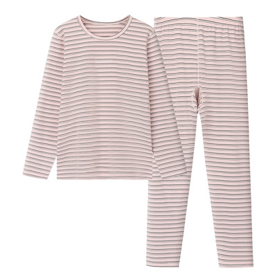 韩玛斯秋冬条纹儿童保暖内衣套装