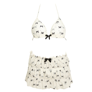 比基尼泳衣女欧美三角露背海边度假风裙式小胸2026新款泡温泉白色