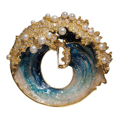 宫廷风海浪天然淡水珍珠胸针胸花