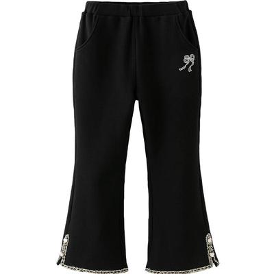 戴维贝拉女童加绒裤子儿童喇叭裤冬季2025冬装款宝宝新款黑色童装