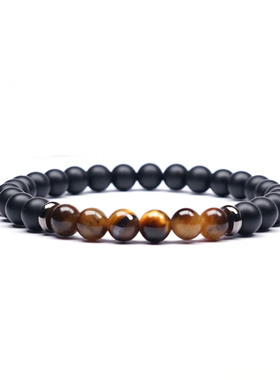 pohier情侣天然虎眼玛瑙潮男手链