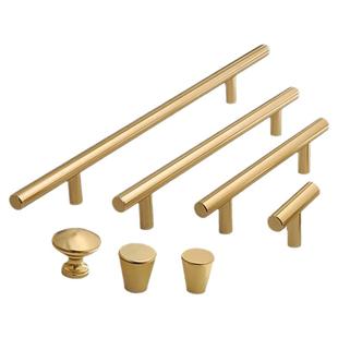 北欧轻奢金色加长拉手柜门抽屉现代简约黄铜拉丝衣柜橱柜门圆拉手