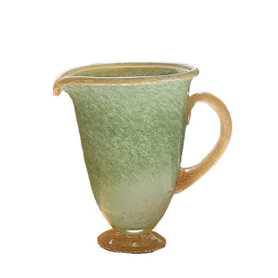 绿色玻璃花瓶中古风琉璃质感玉色奶壶花器插花水养家居桌面装饰