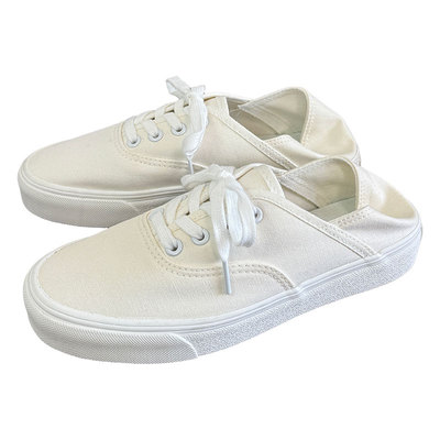 白色低帮时尚潮流休闲可踩帆布鞋