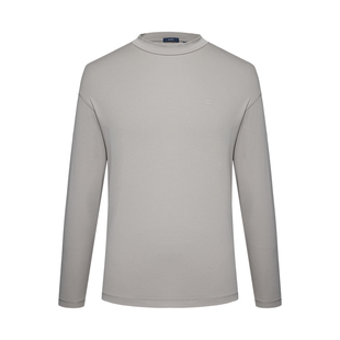 堡尼秋冬新品商务净色长袖T恤男士休闲圆领棉混纺体恤衫LO536052B