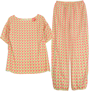 朵朵可可睡衣女夏季新款纯棉薄款短袖长裤超薄凉感家居服套装