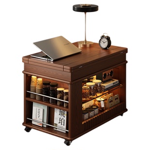 实木折叠茶几桌小户型边柜可移动式小推车家用客厅沙发边几茶台