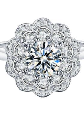 八心八箭镶钻梅花1克拉开口戒指