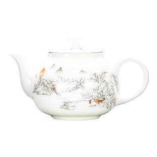 瑞峰窑羊脂玉茶具茶壶家用陶瓷大容量泡茶壶办公室会客白瓷茶壶盖