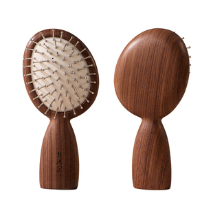 梵沐记石立钢针气垫梳子气囊按摩梳女木梳木质气垫梳便捷可爱迷你
