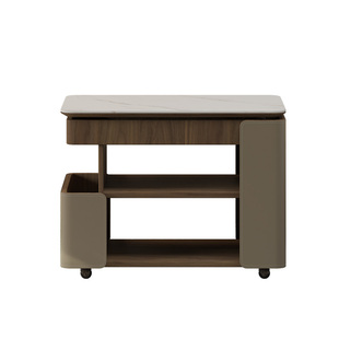 客厅家用岩板可移动升降茶几巴士边几小推车意式旋转边桌沙发边柜