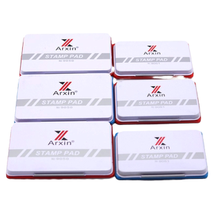 Arxin亚信快干印台布面 印字清晰 红/蓝/黑小中大特大印台金属外壳橡皮章手指印台适用原子印油 财务会计用品