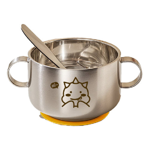 宝宝吸盘碗食品级316L不锈钢儿童吃饭专用碗家用双层防摔防烫餐具