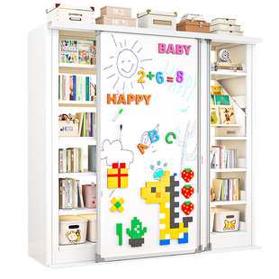 钢制图书馆书架白板门书柜儿童绘本架置物架一体靠墙储物柜收纳柜