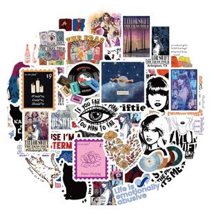 50张泰勒斯威夫特贴纸歌手霉霉周边Taylor swift巡演专辑个性手账本笔记本电脑水杯汽车机车文具滑板吉他贴画