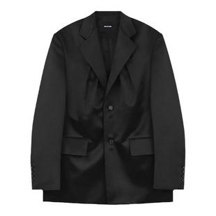 WE11DONE女士经典抽褶单排扣廓形垫肩西装外套