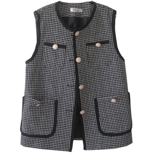 香风小马甲女2023春秋季新款韩版工装V领编织宽松马夹中长款外套