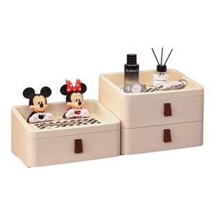 桌面收纳盒抽屉式整理盒梳妆台大容量置物架化妆品储物盒玄关收纳