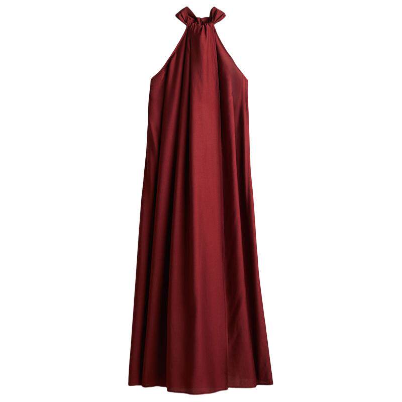 HM女装连衣裙夏季时尚气质露背长款礼服挂脖高智感连衣裙1294745