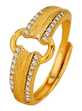 元宝锁扣沙金戒指女小众个性