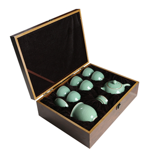 龙泉青瓷高端哥窑冰裂纹功夫茶具套装陶瓷茶壶家用泡茶器茶杯送礼