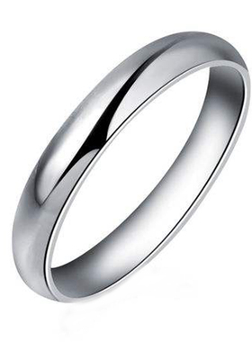 素圈光面镀白金戒指环男女18K